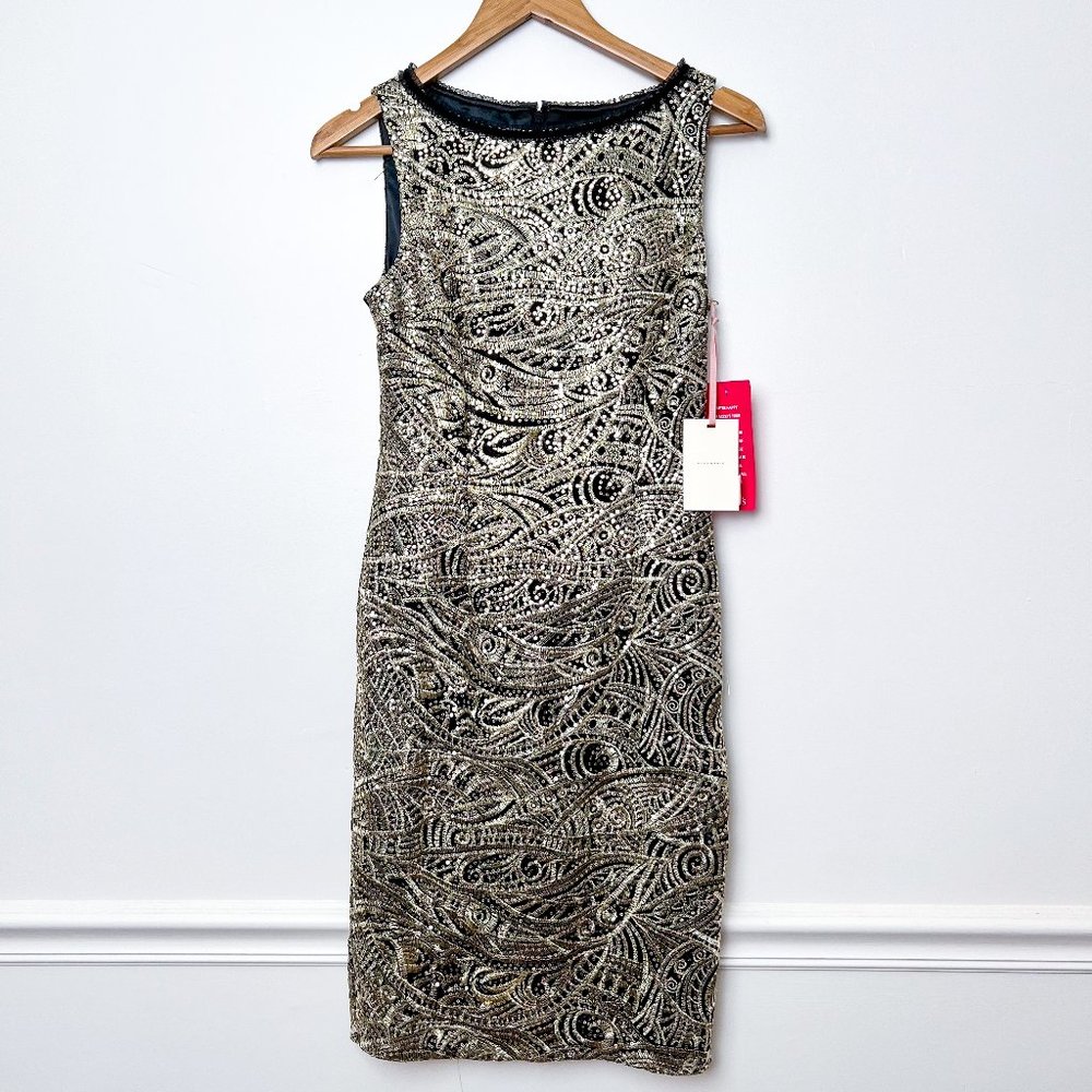 ALEX MARIE DRESS BLACK & GOLD SEQUIN SIZE 2